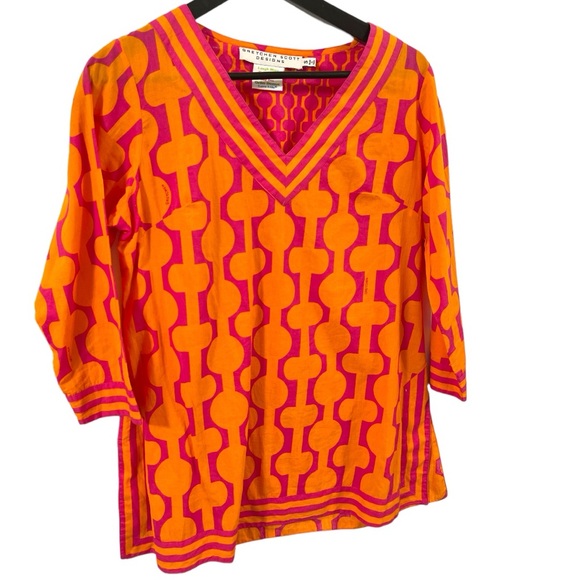 Gretchen Scott Designs Orange Pink Tunic Top Size Small - Picture 1 of 3